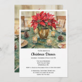 Red Poinsettia Christmas Dinner Kaart (Voorkant / Achterkant)