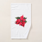 Red Poinsettia Christmas Floral Bad Handdoek (Handdoek)