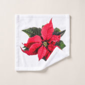 Red Poinsettia Christmas Floral Bad Handdoek (Wasdoekje)