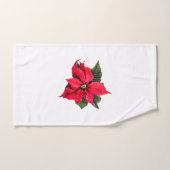 Red Poinsettia Christmas Floral Bad Handdoek (Handdoek)