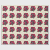 Red Poinsettia Christmas Flower On Light Yellow Cadeaupapier (Vlak)