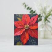 Red Poinsettia Christmas Flower Painted Feestdagenkaart (Staand voorkant)