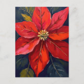 Red Poinsettia Christmas Flower Painted Feestdagenkaart (Voorkant)
