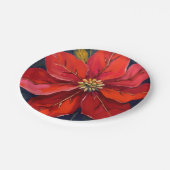 Red Poinsettia Christmas Flower Painted Papieren Bordje (Gekanteld)