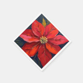 Red Poinsettia Christmas Flower Painted Servet (Hoek)