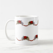 Red Poinsettia Christmas Garland Coffee Mok (Links)