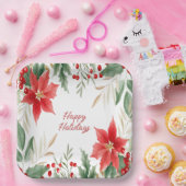 Red Poinsettia Christmas Holiday Paper Bord (Feest)