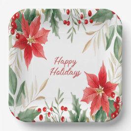 Red Poinsettia Christmas Holiday Paper Bord