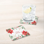 Red Poinsettia Christmas Holiday Paper Onderzetter (Insitu)