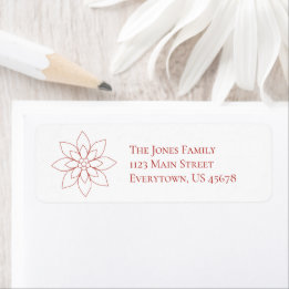 Red Poinsettia Christmas Return Address Label 
