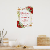 Red Poinsettia Christmas Wedding Welcome Sign Poster (Keuken)