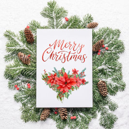 Red Poinsettia Classic Simple Merry Christmas  Feestdagen Kaart