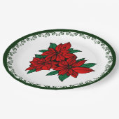 Red Poinsettia Cluster Kerstmis Floral Holiday Papieren Bordje (Gekanteld)