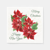 Red Poinsettia Confetti-kerstpapier Napkins Servet (Voorkant)