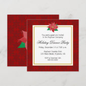 Red Poinsettia Corporate Holiday Dinner Party Kaart (Voorkant / Achterkant)
