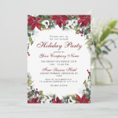 Red Poinsettia CORPORATE-kerstfeestdag Kaart (Staand voorkant)