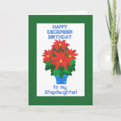 Red Poinsettia December - verjaardag van Stepdocht Kaart (Voorkant)