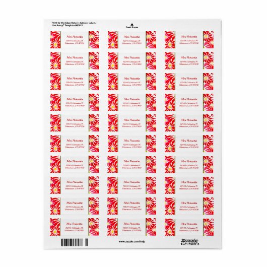 Red Poinsettia Editable Return Address Label (Full Sheet)