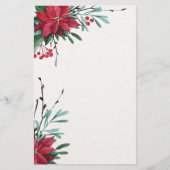 Red Poinsettia Elegant Holiday Stationery Briefpapier (Voorkant)