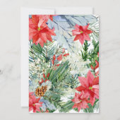 Red Poinsettia Elke groene winter Floral bruiloft Kaart (Achterkant)