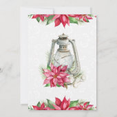 Red Poinsettia en Lantern Winter Wedding Kaart (Achterkant)