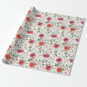 Red Poinsettia en Paperwhite-kerstpatroon Cadeaupapier (Uitgerold)