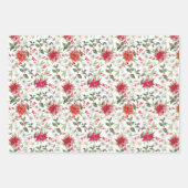 Red Poinsettia en Paperwhite-kerstpatroon Inpakpapier Vel (Voorkant)