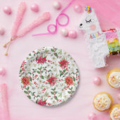 Red Poinsettia en Paperwhite-kerstpatroon Papieren Bordje (Feest)