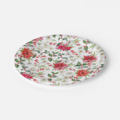 Red Poinsettia en Paperwhite-kerstpatroon Papieren Bordje (Gekanteld)