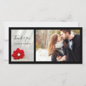 Red Poinsettia en Pearls Winter Weddenschappen Dan Bedankkaart (Voorkant)