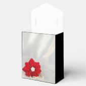 Red Poinsettia en White Pearls Winter Wedding Bedankdoosjes (Geopend)