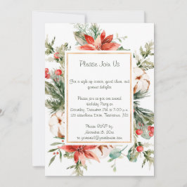 Red Poinsettia Evergreen Snow-kerstfeest Kaart