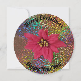 Red Poinsettia Faux Glitter-Kaarten voor kerstmis