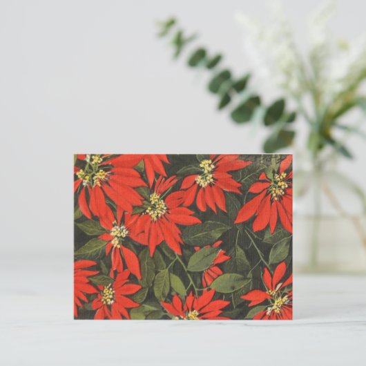 Red Poinsettia Feestdagenkaart (Staand voorkant)