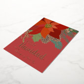 Red Poinsettia Feliz Navidad Roos Gold Folie Feestdagenkaart (Gedraaid)