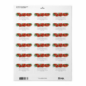 Red Poinsettia Festive-adres voor kerstretour Etiket (Full Sheet)