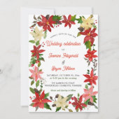 Red Poinsettia Floral Berry kerst | Weddenschap Kaart (Voorkant)
