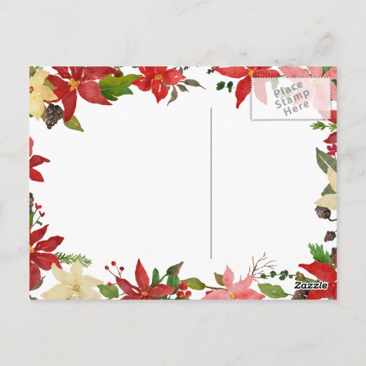 Red Poinsettia Floral kerstbruiloft Dank je wel Briefkaart (Achterkant)