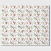 Red Poinsettia Floral kerstfeest Cadeaupapier (Vlak)