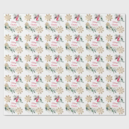 Red Poinsettia Floral kerstfeest Cadeaupapier (Vlak)