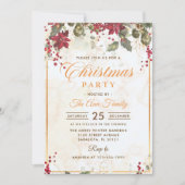 Red Poinsettia Floral-kerstfeest Kaart (Voorkant)