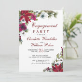 Red Poinsettia Floral-kerstfeest Kaart (Staand voorkant)