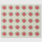 Red Poinsettia Floral Kerstmis Cadeaupapier (Vlak)
