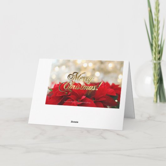 Red Poinsettia Floral Kerstmis Feestdagen Kaart (Achterkant)
