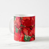 Red Poinsettia Floral Kerstmis Koffiemok (Voorkant links)