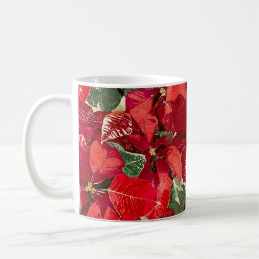 Red Poinsettia Floral Kerstmis Koffiemok (Links)