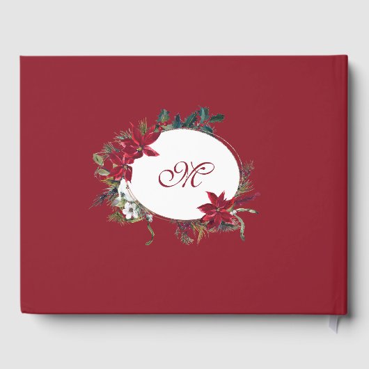Red Poinsettia Floral-kerstVrijgezellenfeest Gastenboek (Achterkant)