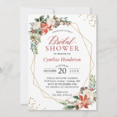 Red Poinsettia Floral-kerstVrijgezellenfeest Kaart (Voorkant)