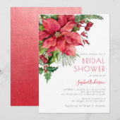 Red Poinsettia Floral-kerstVrijgezellenfeest Kaart (Voorkant / Achterkant)