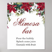 Red Poinsettia Floral Mimosa Bar Poster (Voorkant)